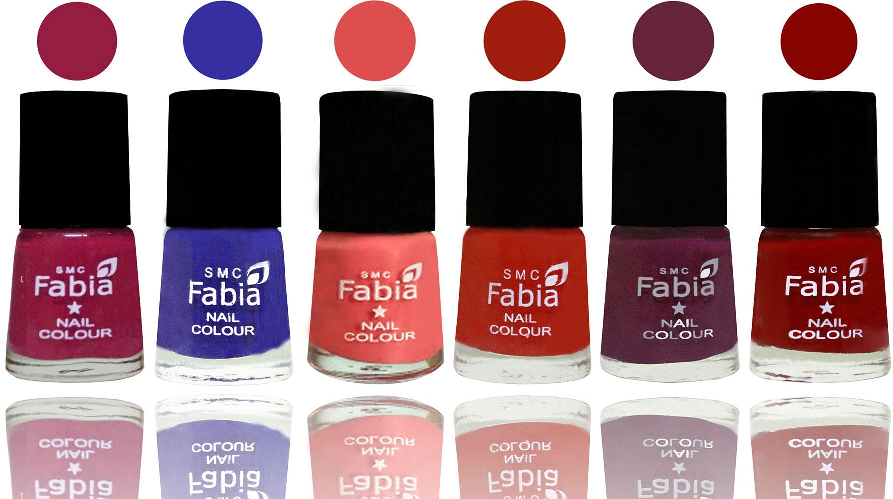 SMC Fabia Shine Bright Glossy Nail Polish Set - 6 Vibrant Colors (02531) | Long-Lasting Nail Paint for Manicure, Pedicure & Nail Art | Perfect for Parties, Weddings & Everyday Wear