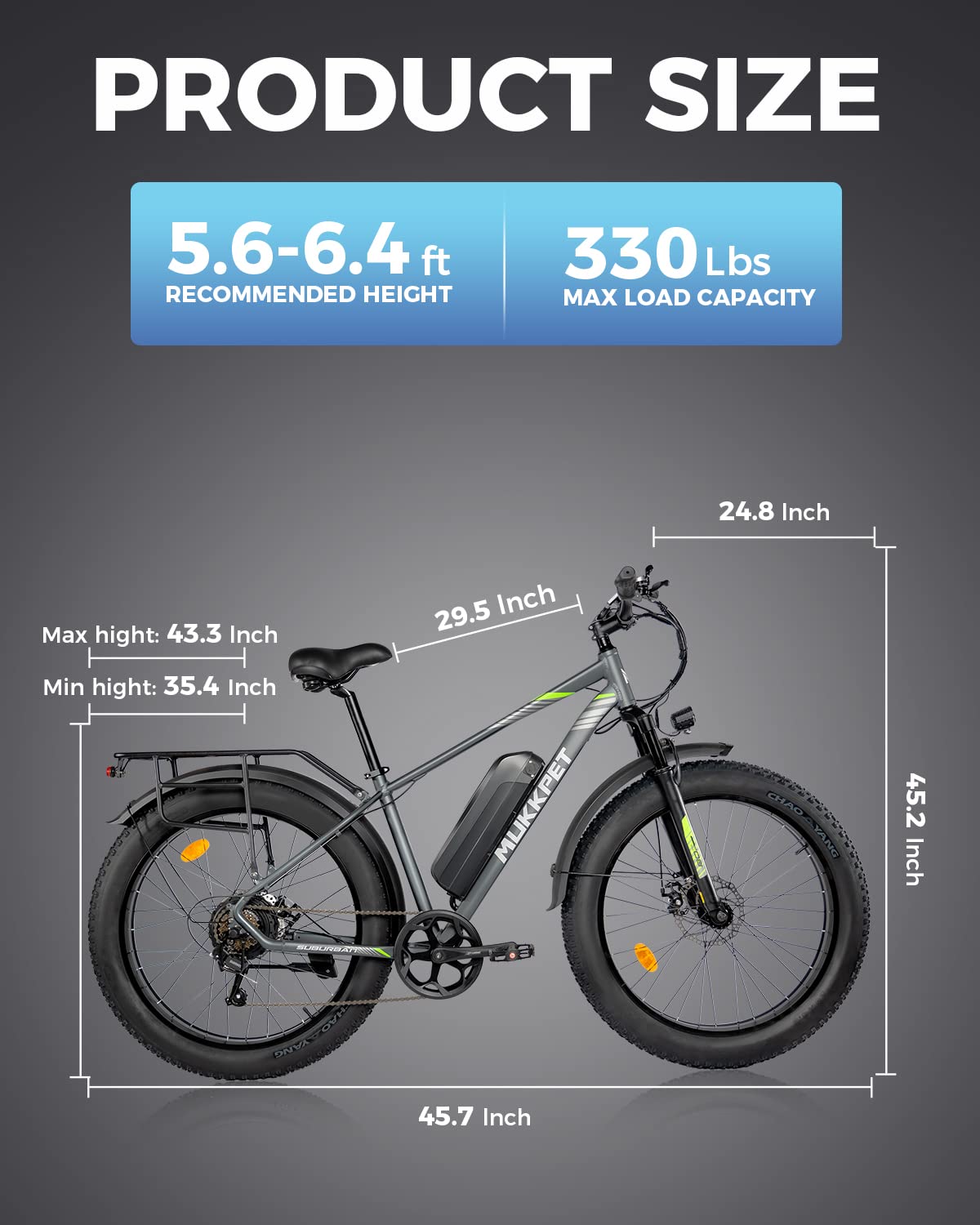 1500W Peak 25MPH Electric Bike for Adults - 65 Mile Range, 26