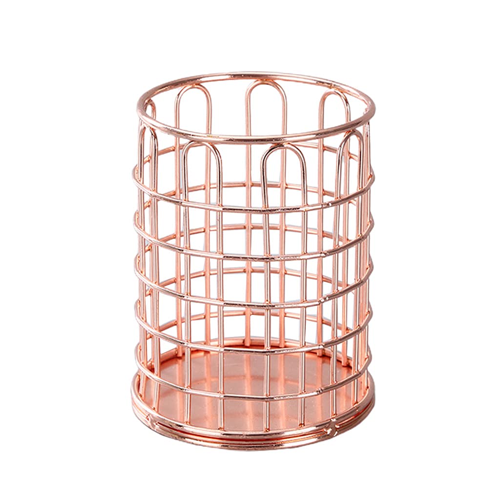 Beerty Rose Gold Metal Pencil Holder - Stylish Desk Organizer for Pens, Art Brushes & Office Supplies | Perfect for Home Office, School & Workspace Organization
