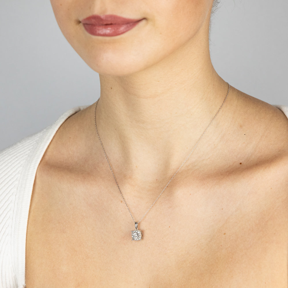 1 Carat Diamond Stud Earrings & Pendant Necklace Set in Sterling Silver with 45cm Chain - Perfect for Weddings, Anniversaries & Special Occasions