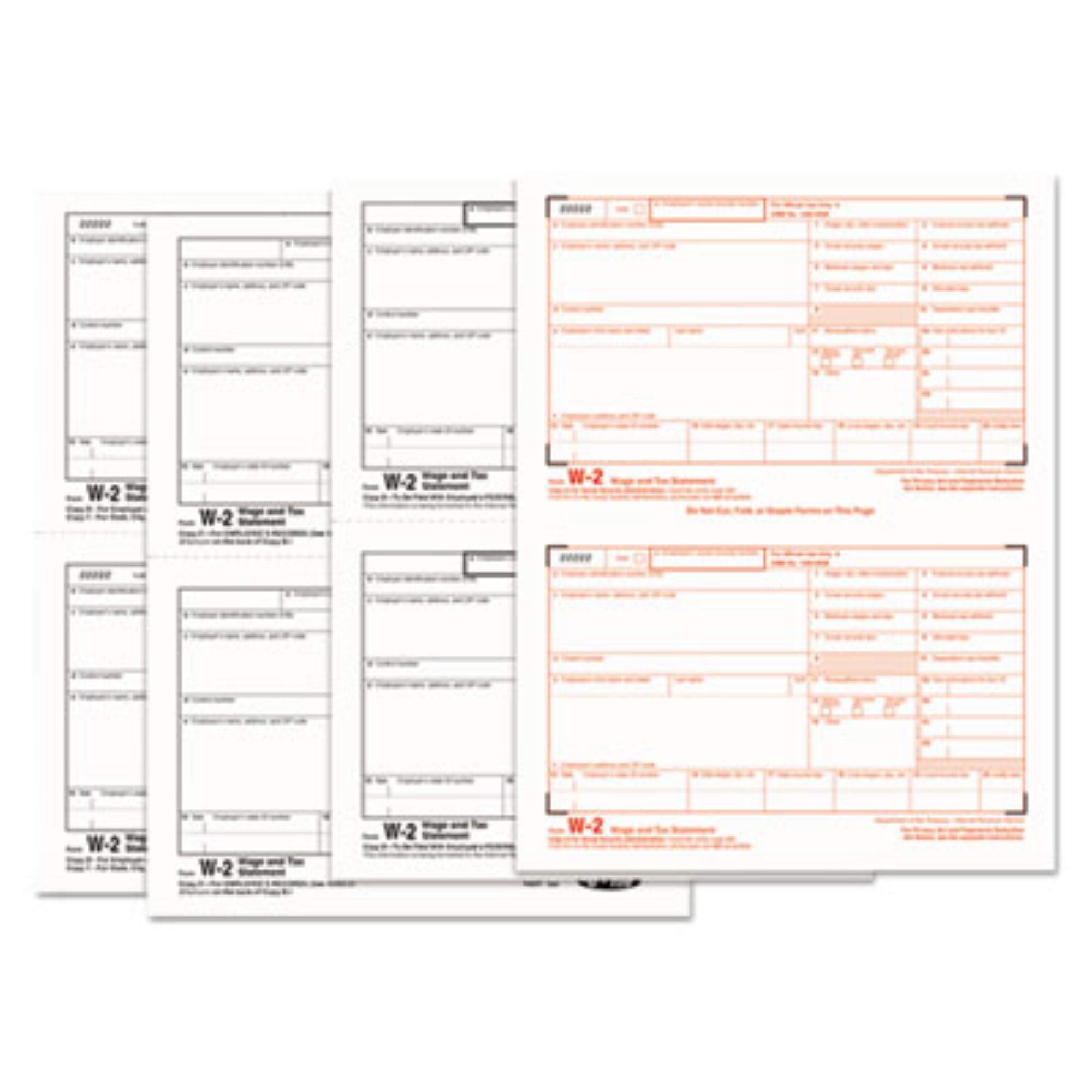 IRS Form W-2 Laser Printer Paper - 4-Part Carbonless - Pack of 50 Sheets - Perfect for Payroll, Tax Filing & Small Business Accounting