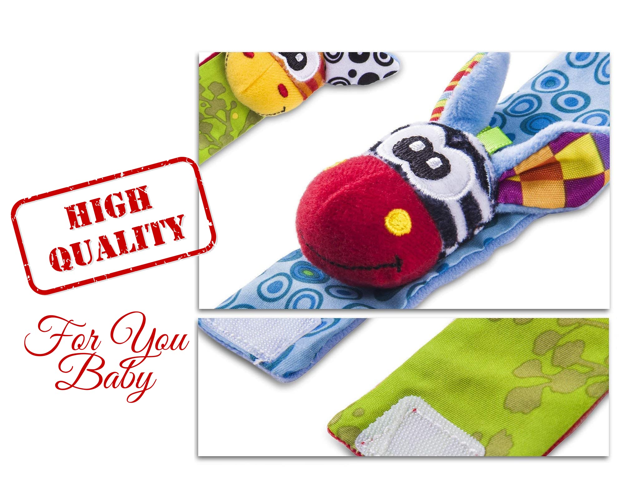 Funky Planet Sozzy Socks Baby Sensory Toys - 4pcs Soft Foot Rattles for Newborns & Infants | Developmental Hand-Foot Toys for Early Learning & Motor Skills | Perfect for Playtime, Tummy Time & Sensory Stimulation