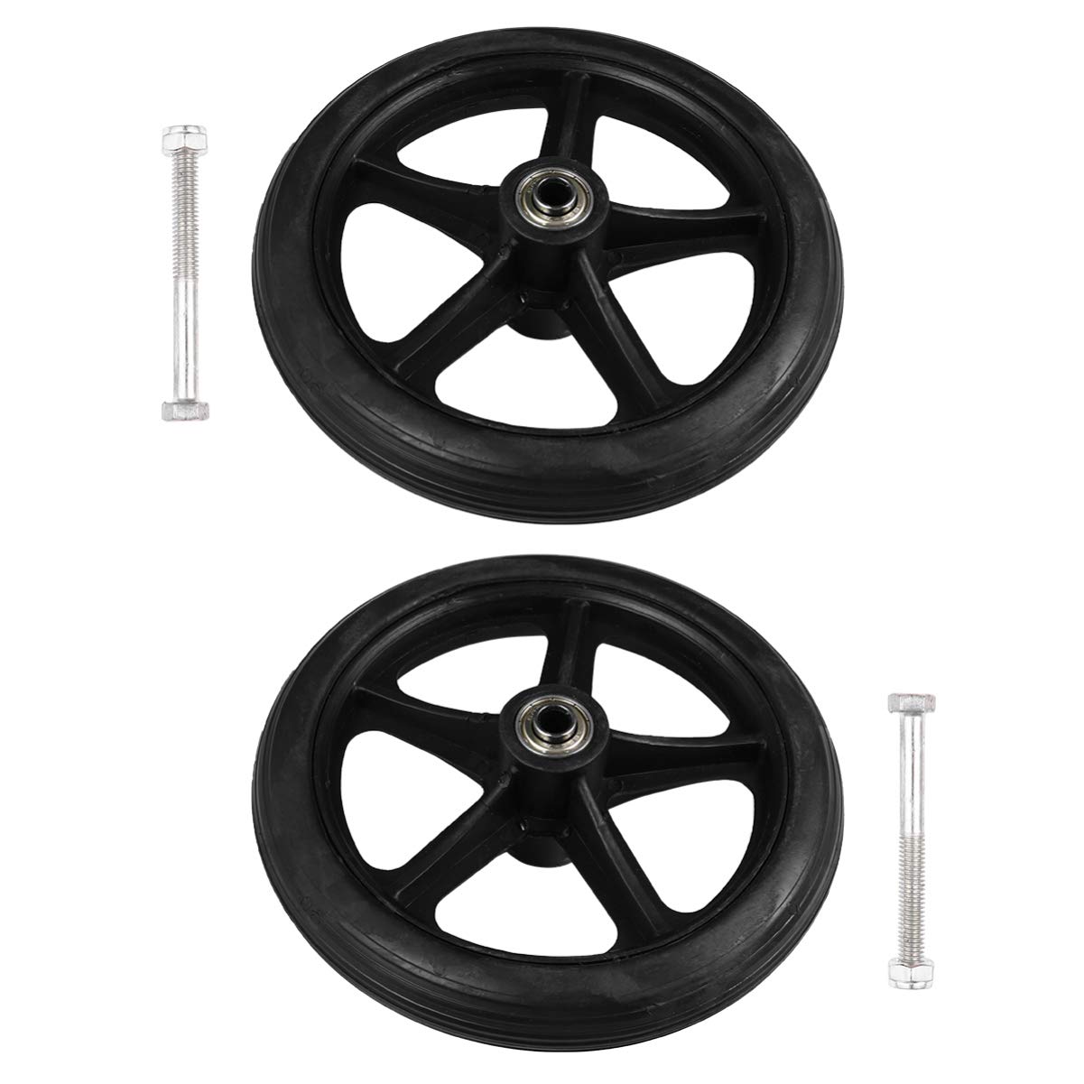 EXCEART 2-Pack 7 Inch Wheelchair Front Caster Wheels - Replacement Rubber Tires for Wheelchairs & Walkers (Black) - Perfect for Smooth Mobility & Daily Use