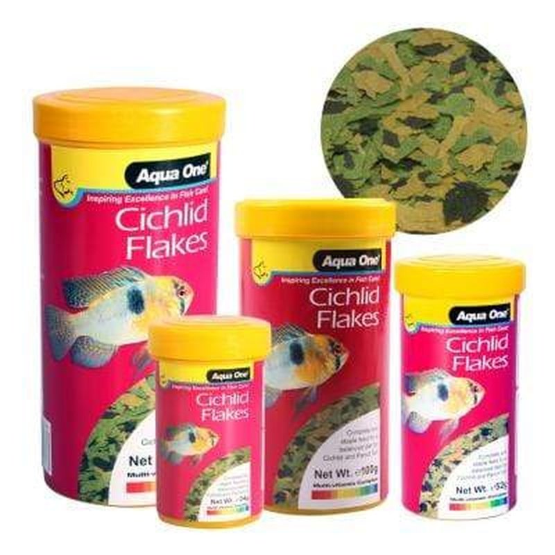 Aqua One Cichlid Flakes - Premium Tropical Fish Food for African & South American Cichlids - High Protein Diet for Healthy Growth & Vibrant Colors - Ideal for Home Aquariums & Fish Tanks