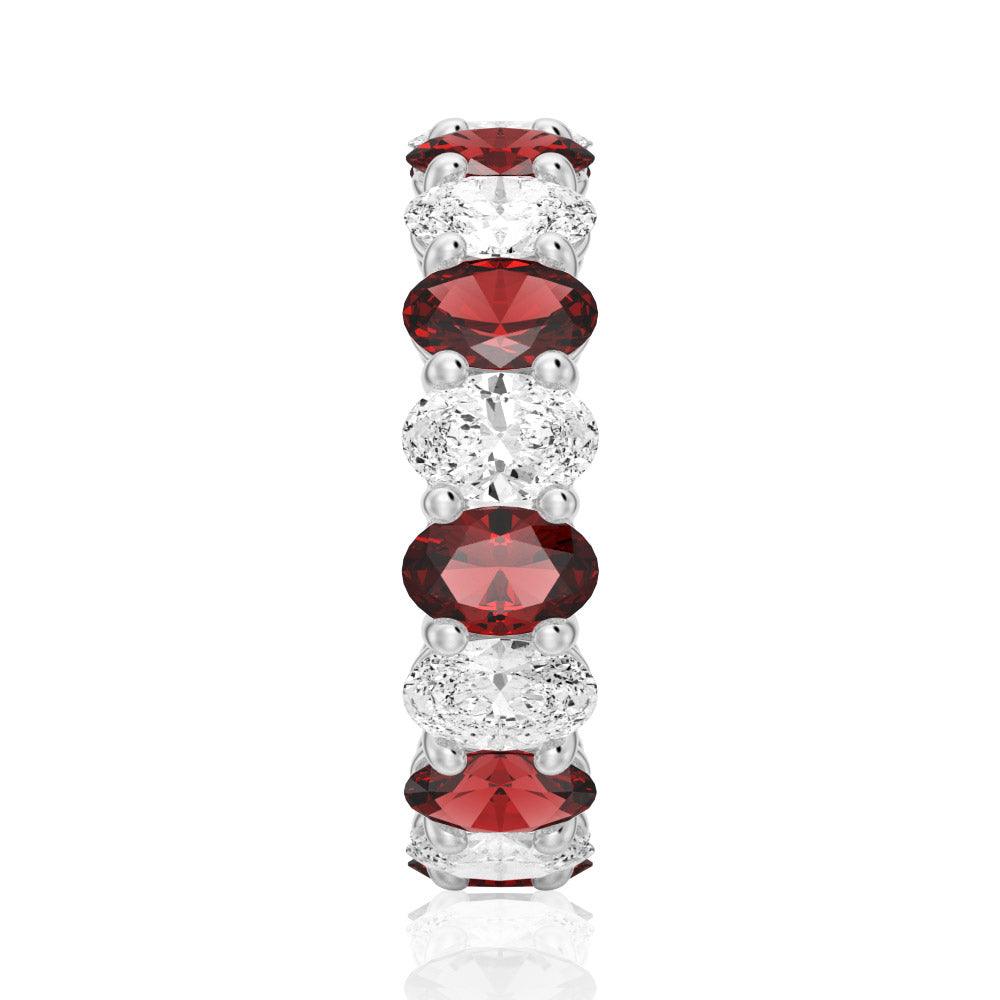 6.6 CT Lab-Created White Sapphire & Garnet Gemstone Ring for Women - Elegant Wedding, Engagement, Anniversary Jewelry Gift