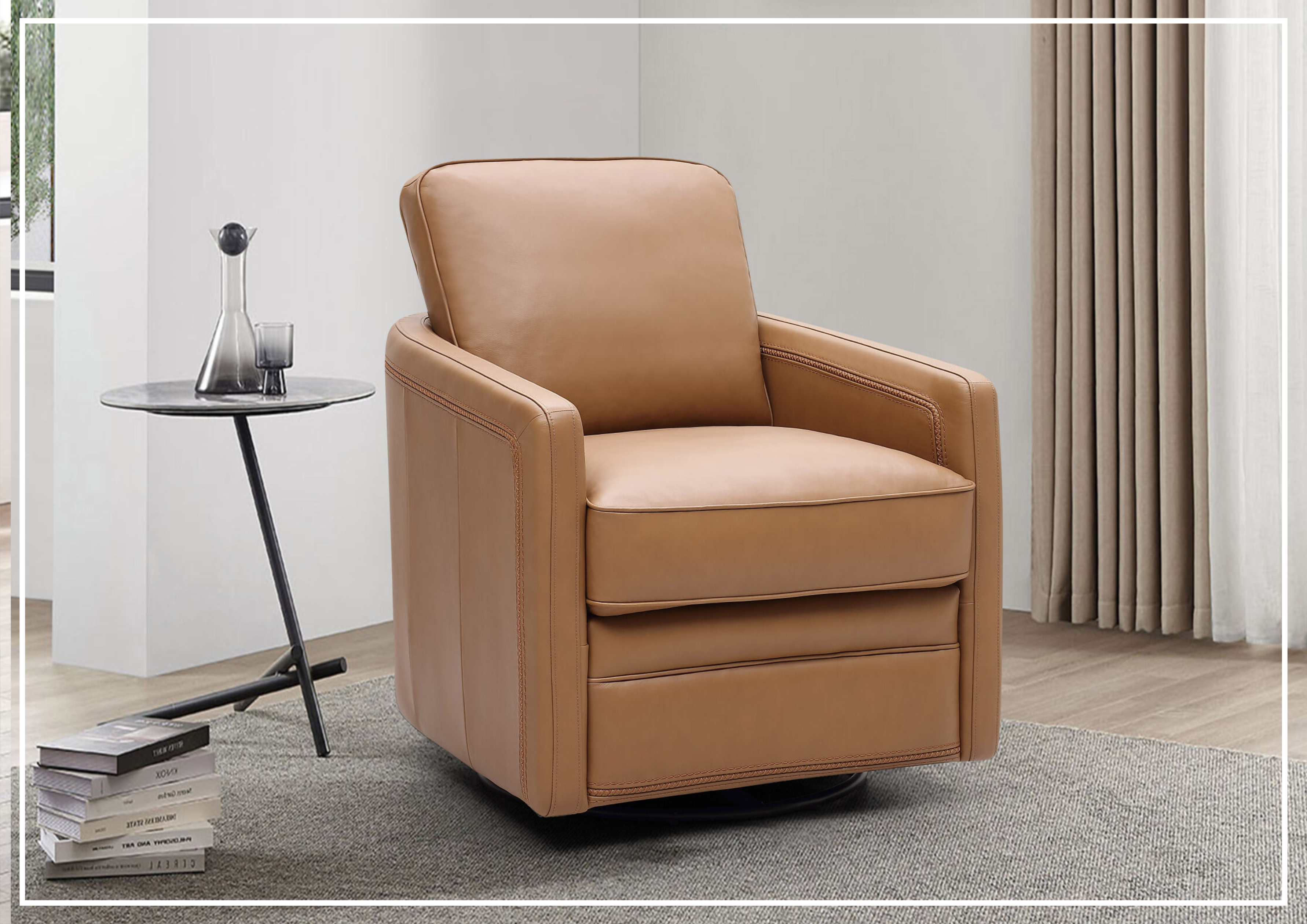 Gio Italia Torin Leather Glider Swivel Chair - Modern Recliner for Living Room, Office & Lounge - Premium Leather Gliding Rocker with 360° Swivel Base