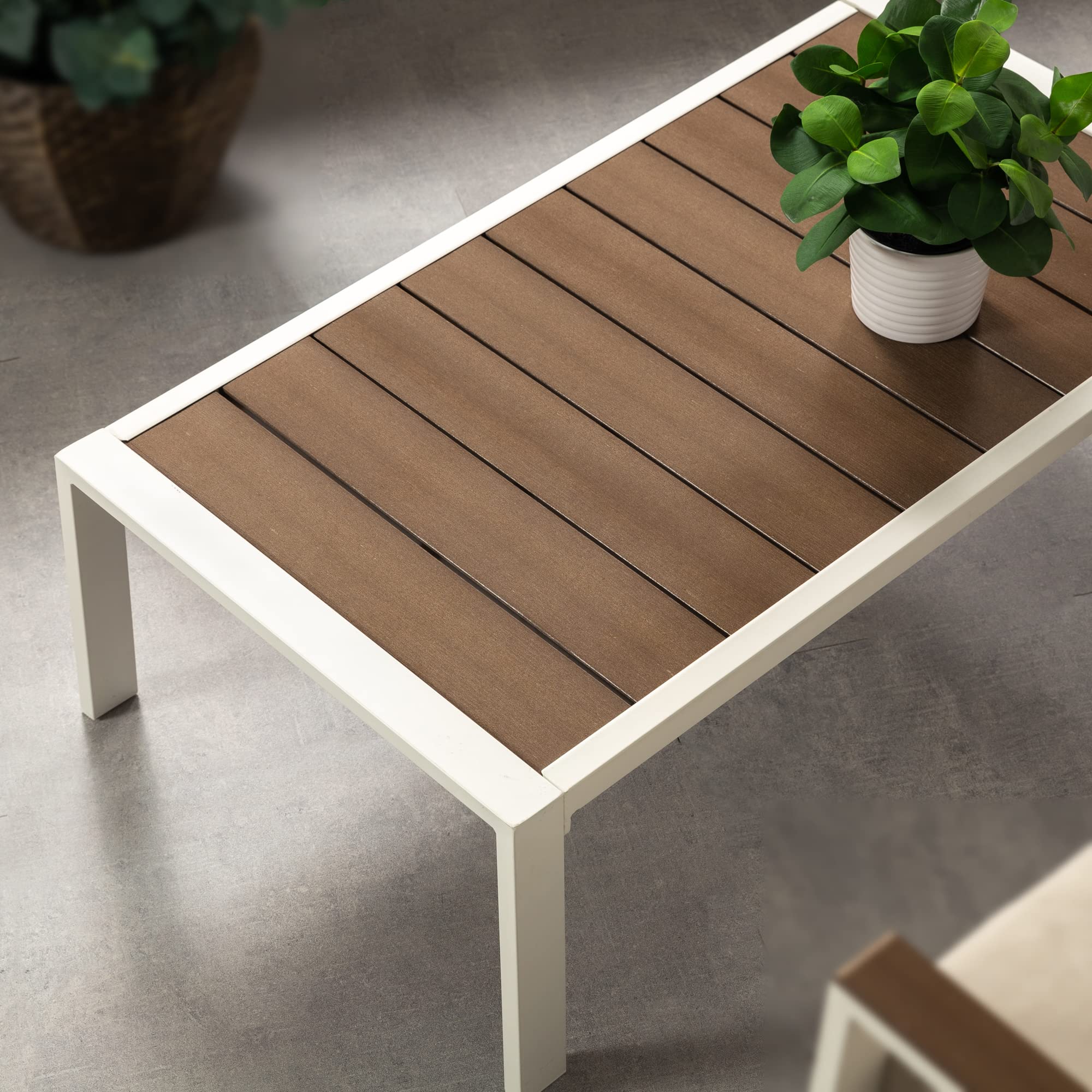 ZINUS Dillon 4-Piece Outdoor Patio Conversation Set - Aluminum & Poly Lumber, Weather-Resistant, Rust-Proof, Easy Assembly (White) - Perfect for Backyard, Garden, Poolside & Deck Relaxation