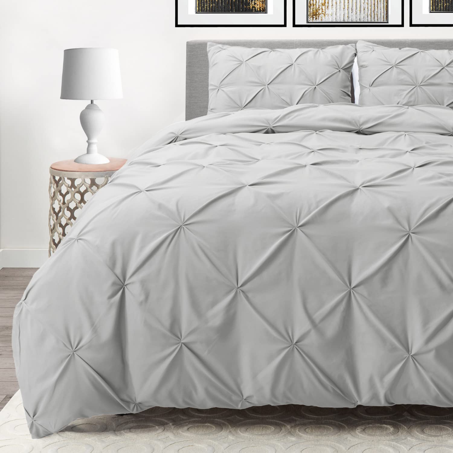 Nestl Twin Comforter Set - Pinch Pleat & Pintuck Design, Silver Gray Down Comforter with 1 Pillow Sham, 2-Piece Bedding Set for Twin/Twin XL Beds | Perfect for Guest Rooms, Dorms & Cozy Bedroom Decor