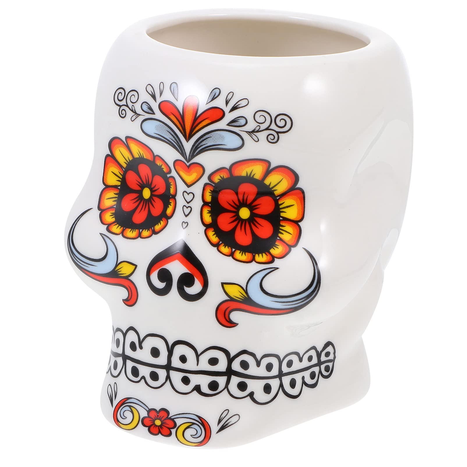 Amosfun 3D Ceramic Champagne Flutes & Coffee Mugs - Hawaiian Cocktail Cups, Porcelain Tea Cups, Day of The Dead Party Favors, Halloween Wine Goblets, Red Wine Tumblers - Perfect for Cocktail Parties, Themed Events, Home Decor & Gift Giving