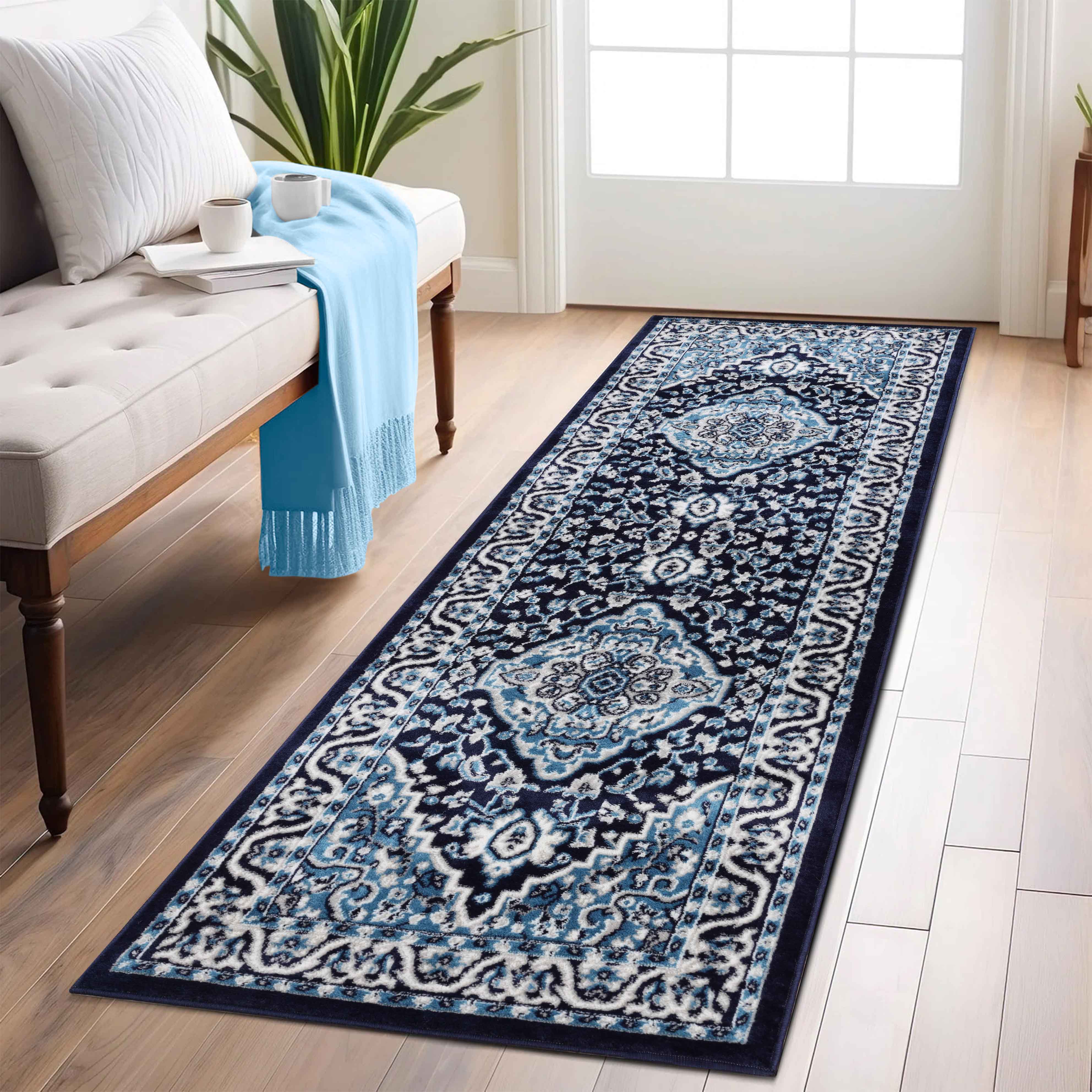 Glendale Traditional Floral Medallion Indoor Area Rug - Non-Slip Living Room Carpet, Bedroom Runner, Hallway Decor | Soft & Durable Home Floor Mat for Cozy Interior Design
