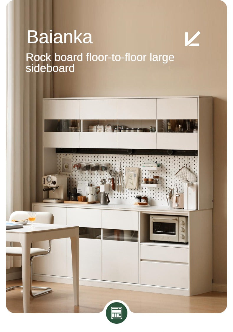 Solid Poplar Wood Wall-Mounted Cream Style Dining Sideboard - Perfect for Small Spaces, Kitchens, and Dining Rooms
