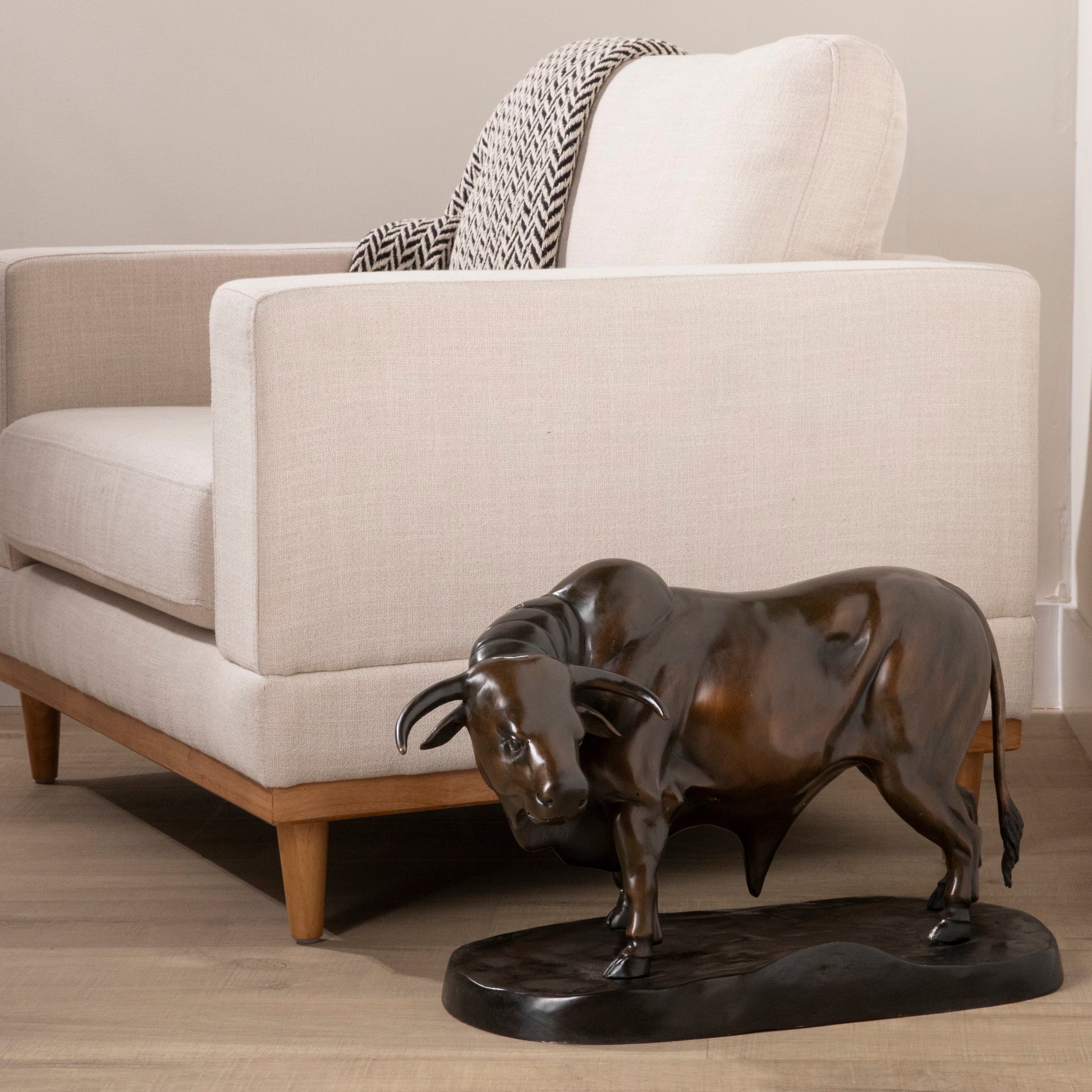 Handcrafted Bronze Bull Sculpture - 25 Inch Statue for Home & Office Decor | Feng Shui & Gift Idea