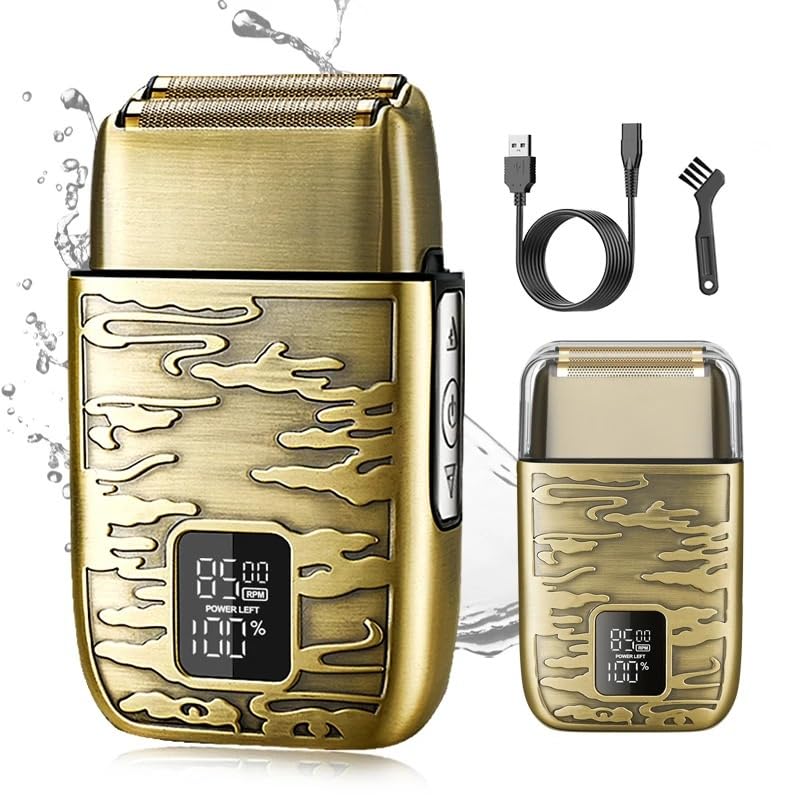 Premium All-Metal Electric Razor for Men with Digital Display - Waterproof Body Shaver & Hair Clipper for Home & Salon Use - Perfect for Travel, Grooming, and Professional Hair Cutting