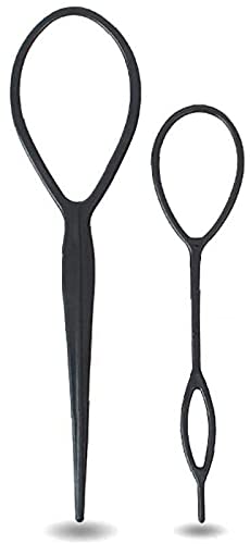 2pcs Magic Topsy Tail Loop Hair Braid Tool Kit - French Braid Styling Maker Clip for Women & Girls (Black) | Perfect for DIY Hairstyles, Parties, Weddings & Everyday Hair Accessories