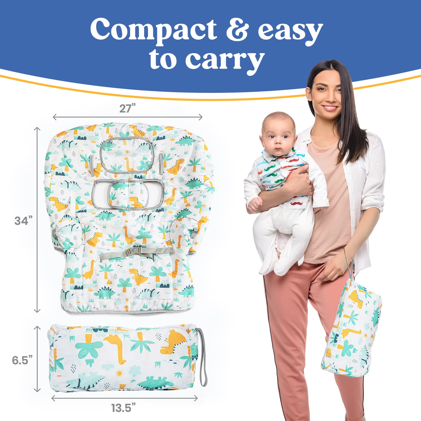 PILLANI Baby Shopping Cart Cover - High Chair Cover for Restaurant & Grocery Carts - Soft Cotton Buggy Cover for Toddlers (Girls & Boys) - Perfect for Dining Out, Shopping & Traveling