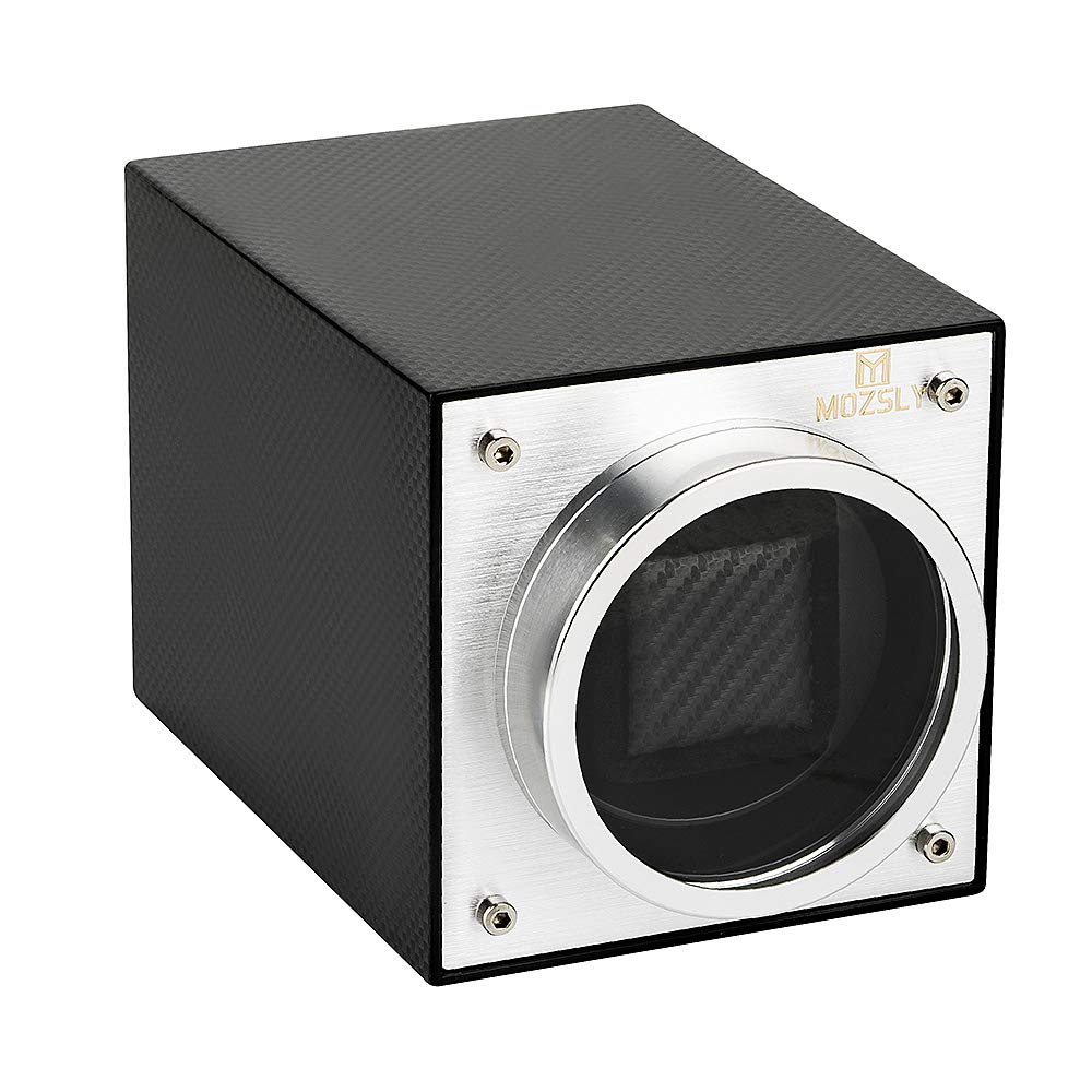 MOZSLY Single Automatic Watch Winder - Battery & AC Powered with 12 Rotation Modes, Ultra Quiet Motor, Elegant Piano Finish - Perfect for Watch Collectors & Luxury Timepiece Storage at Home/Office