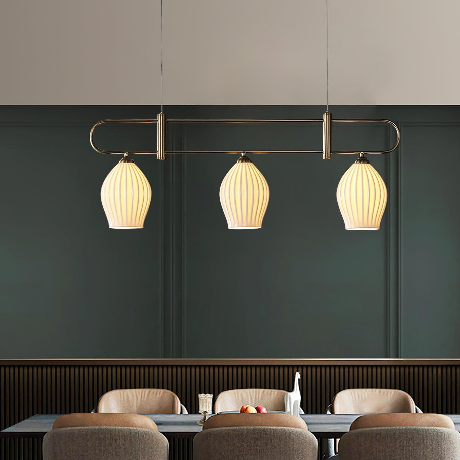 Modern Fin Pendant Light - Adjustable Hanging Ceiling Lamp for Kitchen Island, Dining Room & Bedroom | Industrial Style Lighting Fixture with Vintage Edison Bulbs