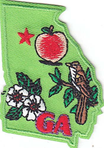 Georgia State Shape Iron On Embroidered Applique Patch - Southern Pride, DIY Sewing Craft for Hats, Jackets, Bags & Denim - Perfect for Georgia Pride, Gifts & Custom Apparel