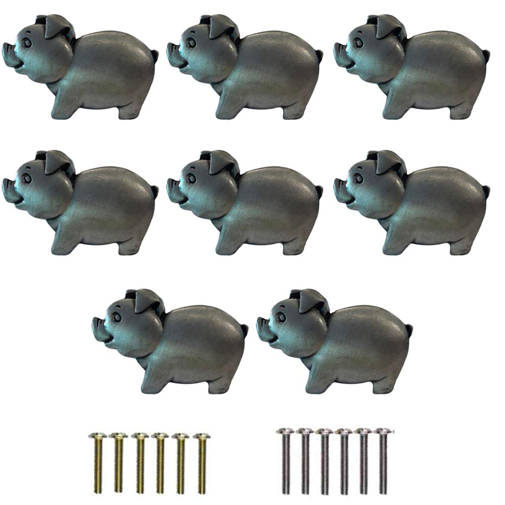 8 Pieces Metal Cartoon Pig Drawer Knobs - Vintage Tin Cabinet Handles for Dresser, Closet & Cupboard | Fun Animal-Themed Home Decor for Kids Room & Nursery
