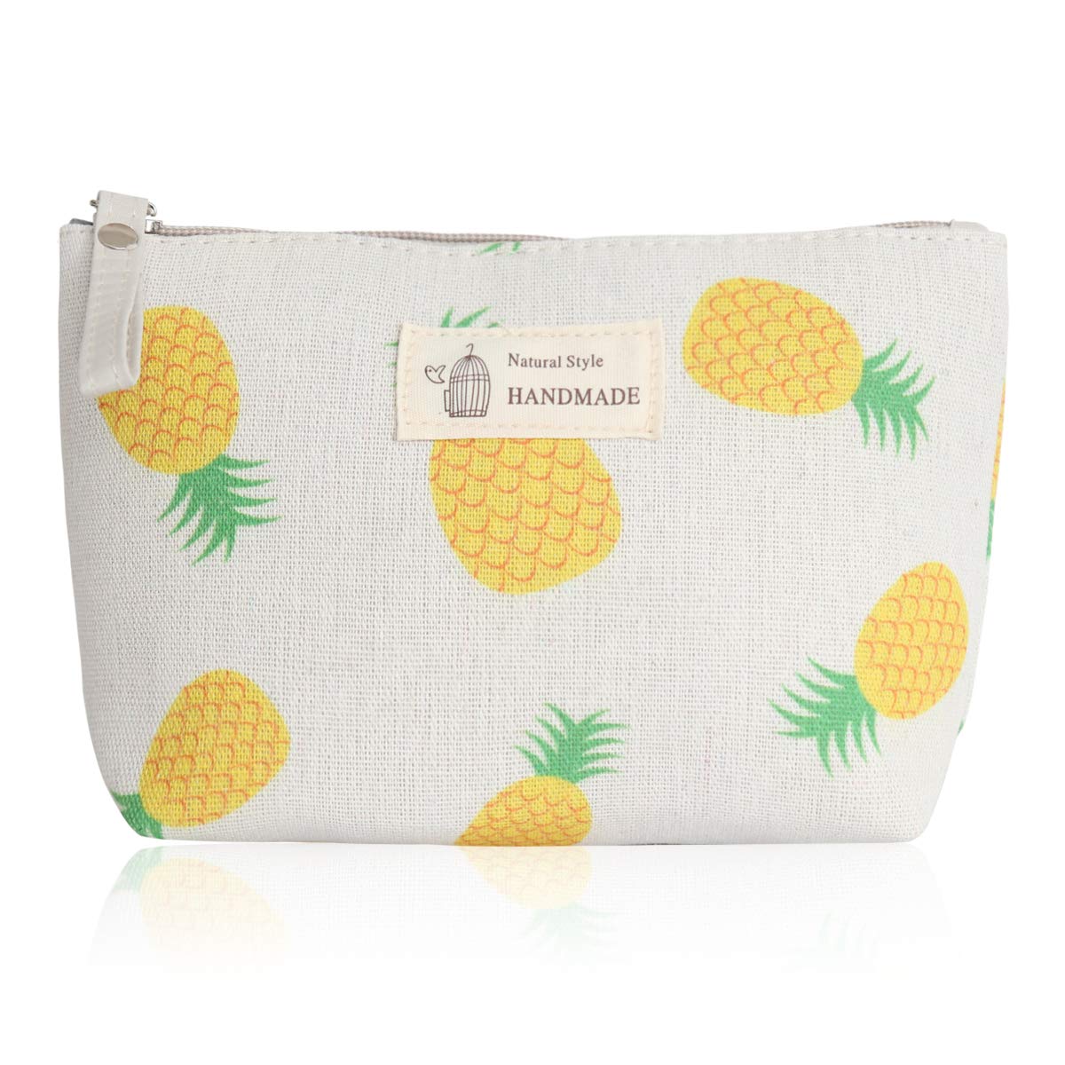 Portable Travel Clutch Cosmetic Makeup Pouch Bag - Waterproof Toiletry Organizer Purse with Wristlet for Women | Striped, Floral & Plaid Patterns | Cork & Pineapple Design - Perfect for Vacation, Gym & Daily Essentials Storage