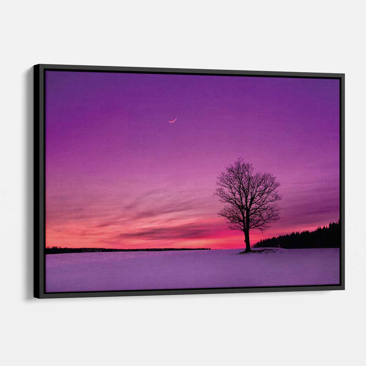 Purple Sunset Field Wall Art Canvas Print - Landscape Nature Decor for Living Room, Bedroom & Office