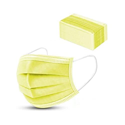 3-Ply Disposable Face Masks with Nose Wire - 100 Pack | Surgical & Medical Grade | Yellow, Ear Loop, Ultra-Soft & Breathable | One Size Fits All | Ideal for Hospitals, Offices, Travel & Daily Protection