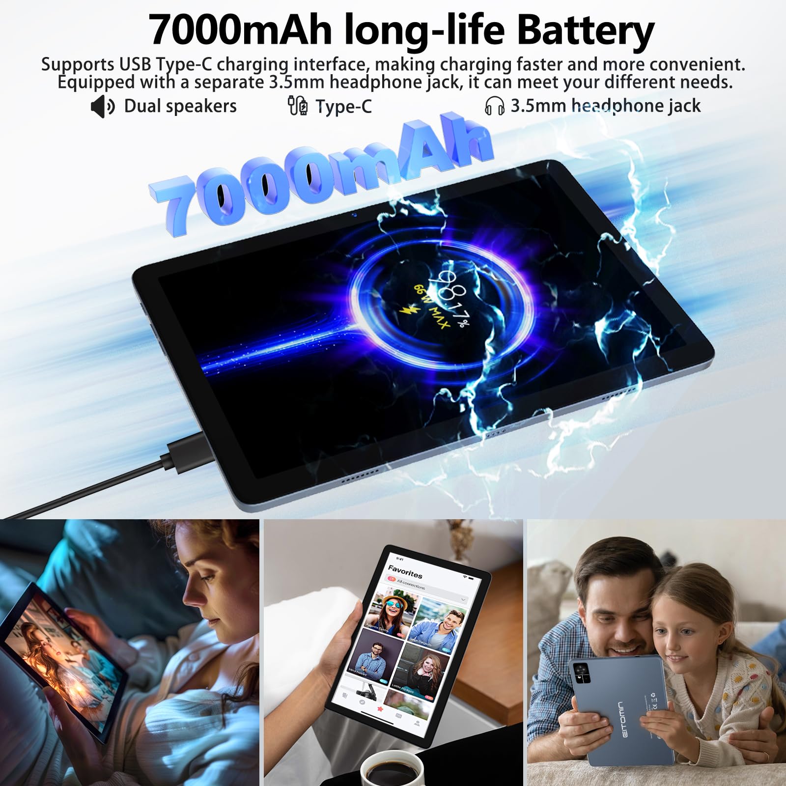 2025 Latest 10 Inch Android 14 Tablet with 4G LTE & Dual SIM Slots - 128GB ROM + 14GB RAM, Octa-Core Processor, 1TB Expandable Storage - 5G WiFi, 13MP+8MP Cameras, 7000mAh Battery, BT5.0, GPS - Includes Keyboard, Mouse & Stylus (Grey) - Perfect for Work, Study & Entertainment On-The-Go