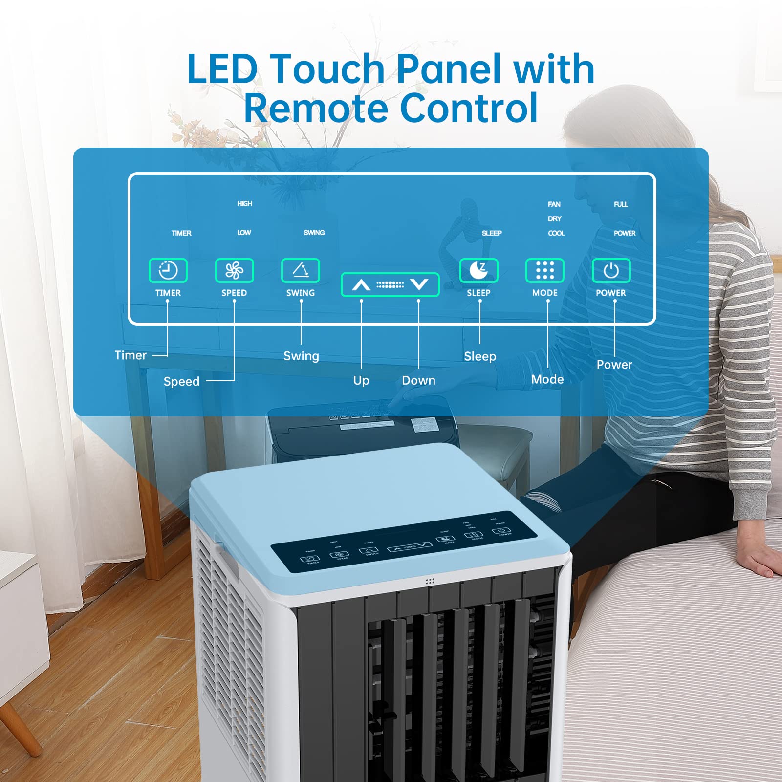 8,000 BTU Portable Air Conditioner for Rooms Up to 350 Sq.Ft - 4-in-1 Cooling Unit with Cool, Fan, Dehumidifier & Sleep Mode - Indoor AC with Remote Control, 24H Timer & Window Kit - Perfect for Bedrooms, Offices & Small Apartments (Black)