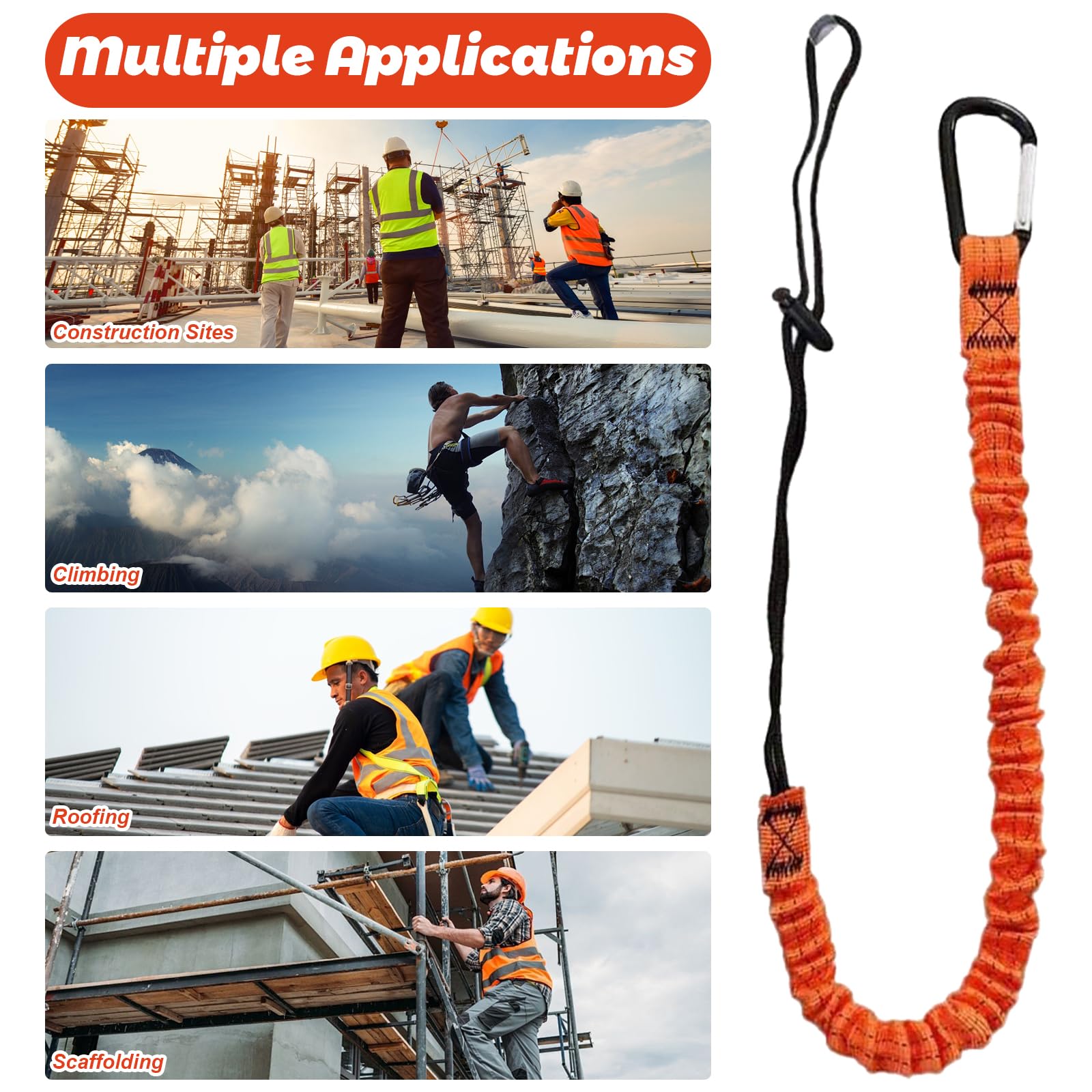 5Pcs Adjustable Tool Lanyard with Carabiner - 31.5