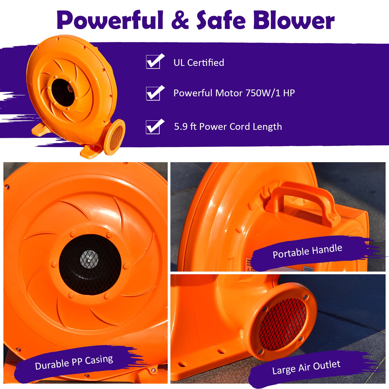 **HONEY JOY 6-in-1 Inflatable Water Slide & Bounce House with 750W Blower, Splash Pool, and Slide - Giant Outdoor Water Park for Kids & Adults - Perfect for Backyard Parties, Summer Fun, and Family Gatherings**