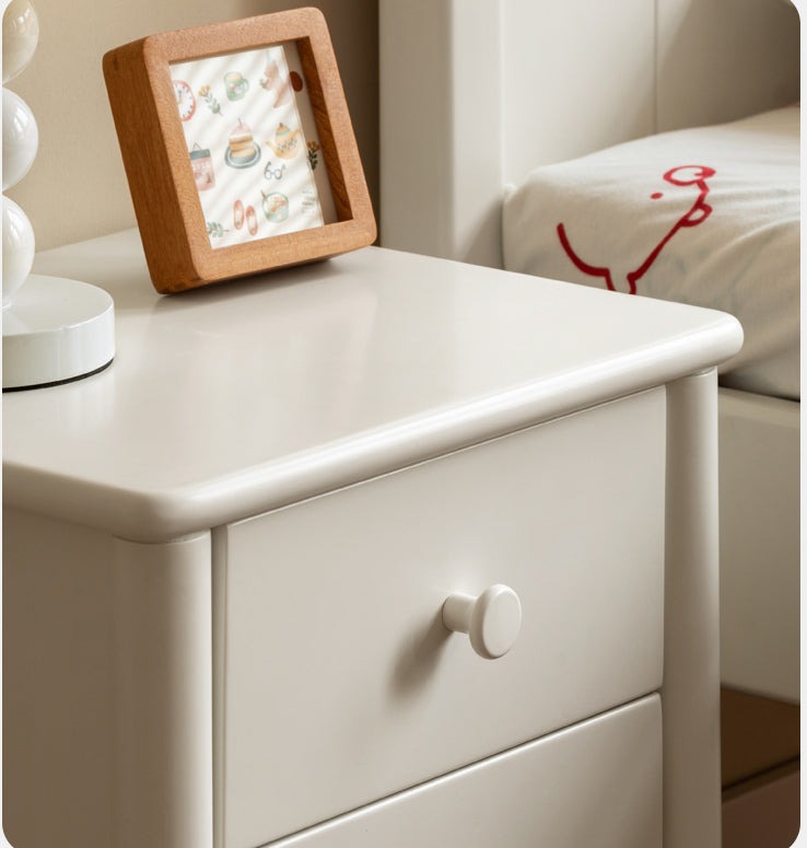 Solid Wood Poplar Kids Nightstand - American White Bedside Table for Children's Room, Nursery, or Playroom - Durable & Stylish Furniture for Bedtime Storage