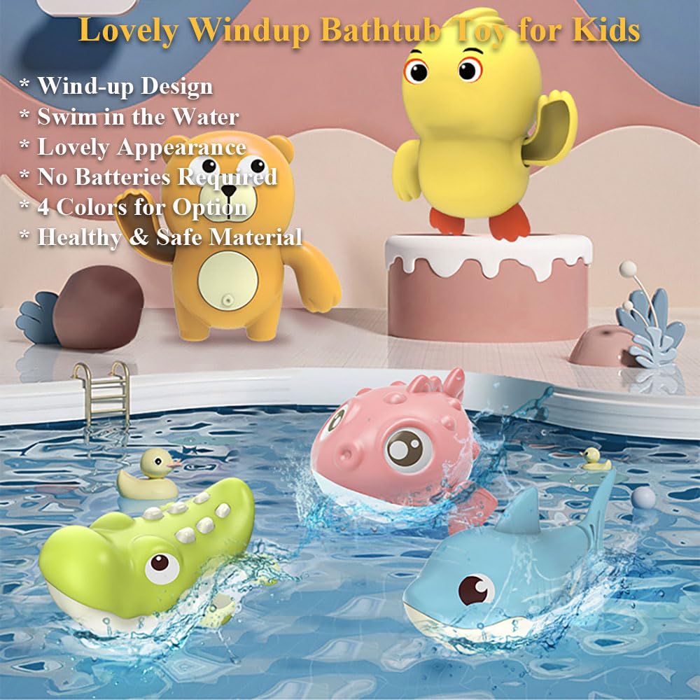 Wind-Up Swimming Crocodile Bath Toy - Fun Floating Alligator Bathtub & Pool Water Toy for Kids (Blue) | Perfect for Bathtime Play, Pool Parties & Sensory Water Activities