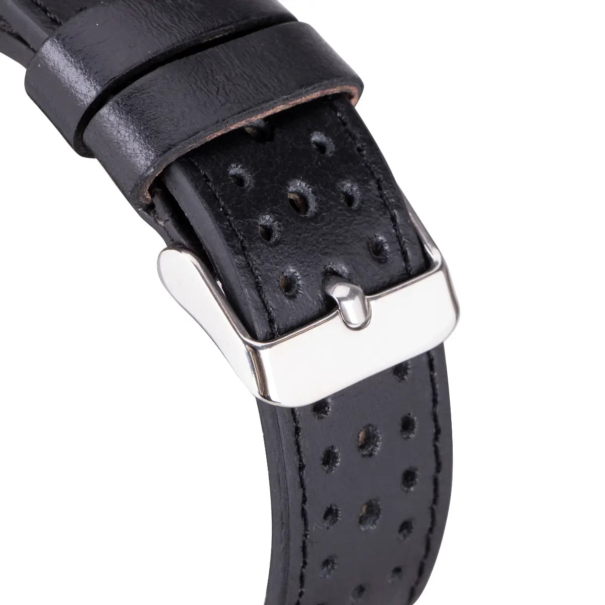 Premium Black Perforated Leather Apple Watch Band - Sporty & Breathable Strap for Workouts, Running & Everyday Wear