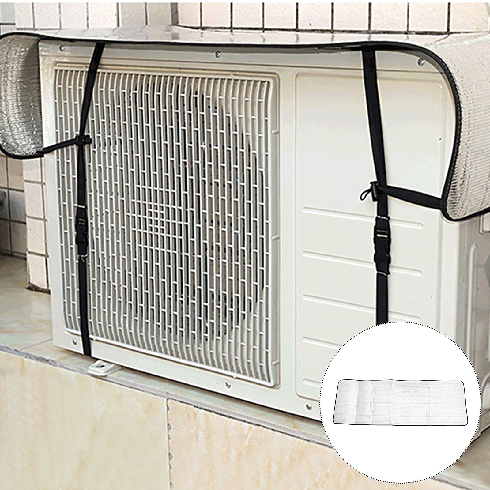 Outdoor Air Conditioner Cover - 135x38cm Silver AC Sun Shade Protector for Year-Round Weather Protection | Perfect for Home, Apartment & RV Use