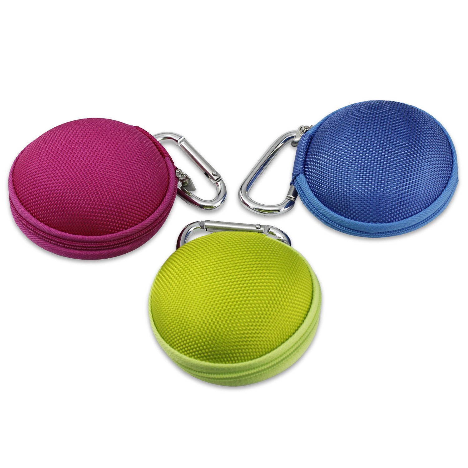 Aussel 3 Pack Tiny Portable Multi-Color Wired Earbuds with Hard EVA Carrying Case & Metal Hook - Lightweight Headphones for Running, Gym, Travel, Commuting (Black/White/Red)