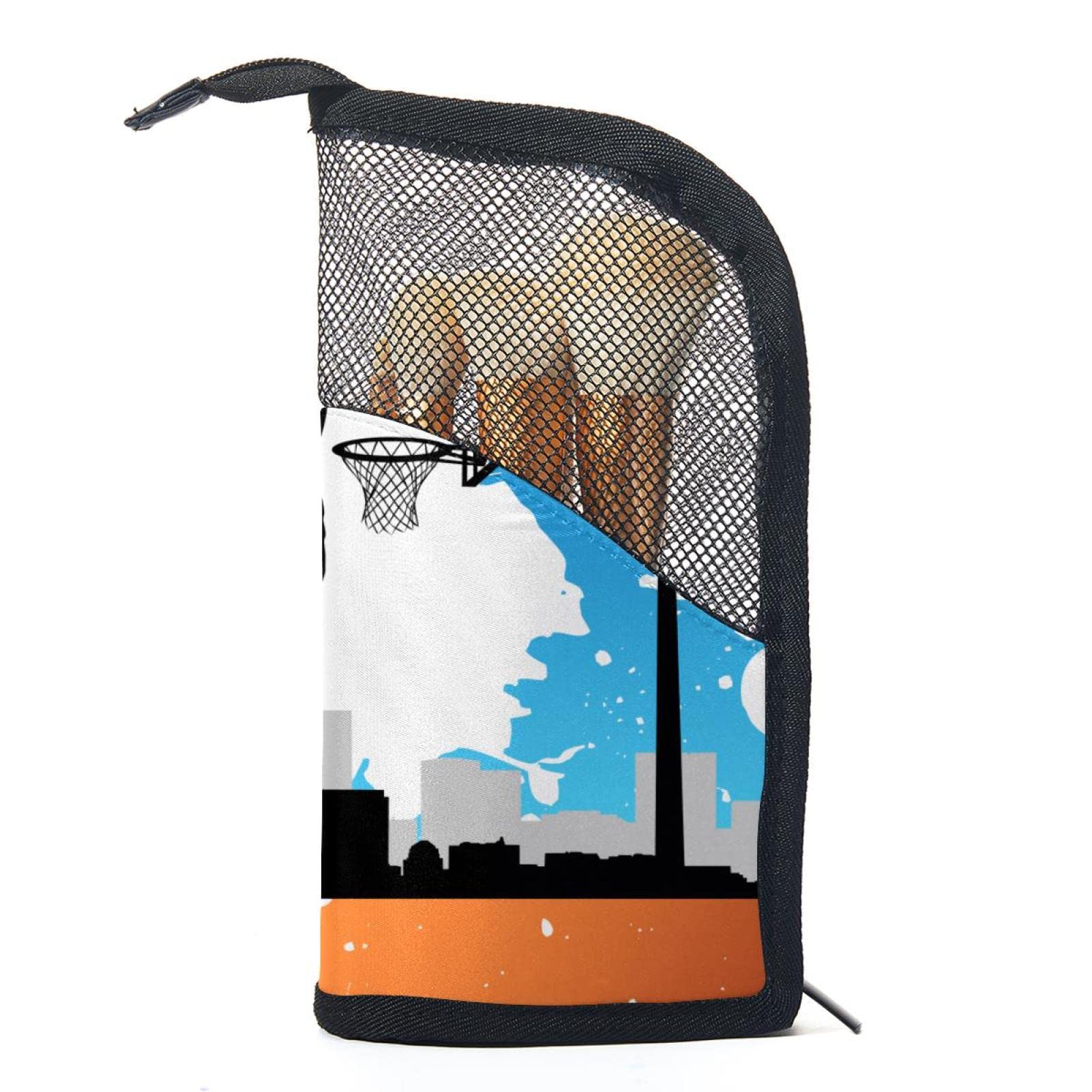 Portable Makeup Brush Organizer Bag with 12 Slots - Basketball Player Doodle Design - Travel-Friendly Cosmetic Brush Holder Case for Makeup Artists & Beauty Enthusiasts - Perfect for Home, Travel & Professional Use