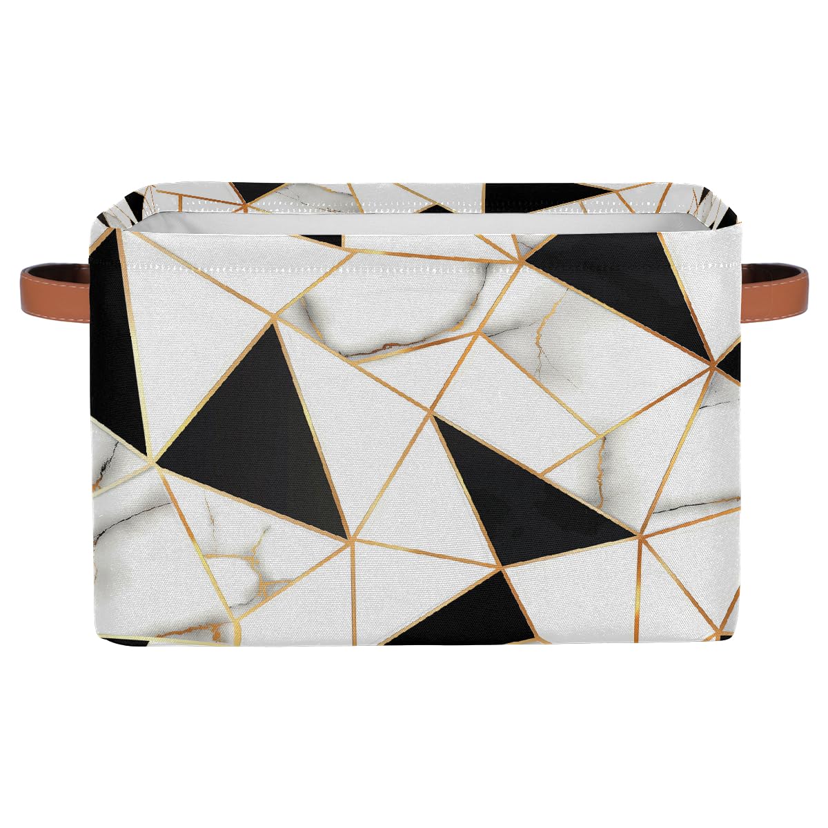 Modern Geometric Pattern Foldable Fabric Storage Bins - 2 Pack White & Black Marble Cube Organizers for Closet, Shelves & Home Decor | Space-Saving Storage Solution for Bedroom, Bathroom & Office Organization