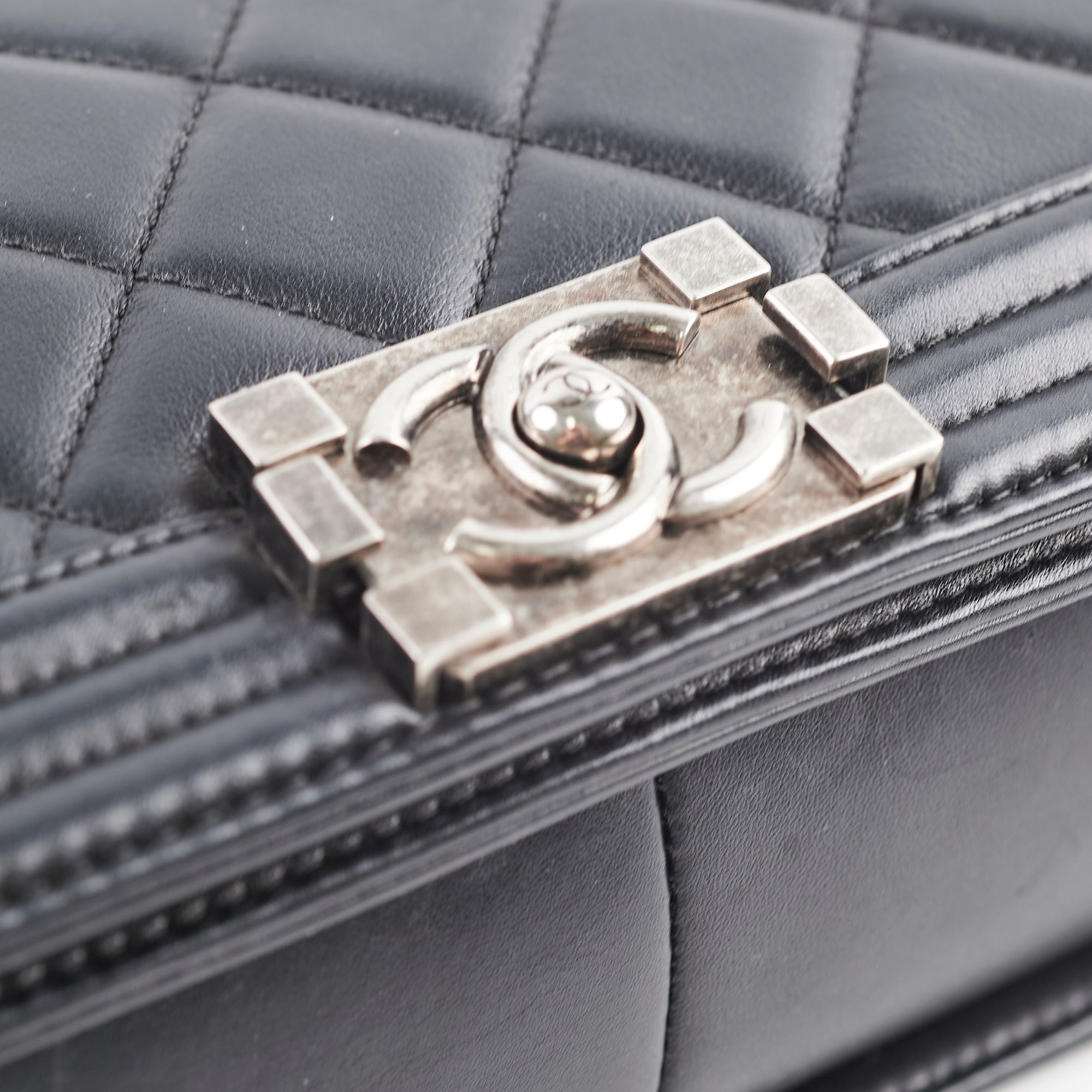 Chanel Old Medium Boy Black Leather Shoulder Bag - Classic Series 19 | Luxury Designer Handbag for Women | Perfect for Evening Events, Parties & Special Occasions