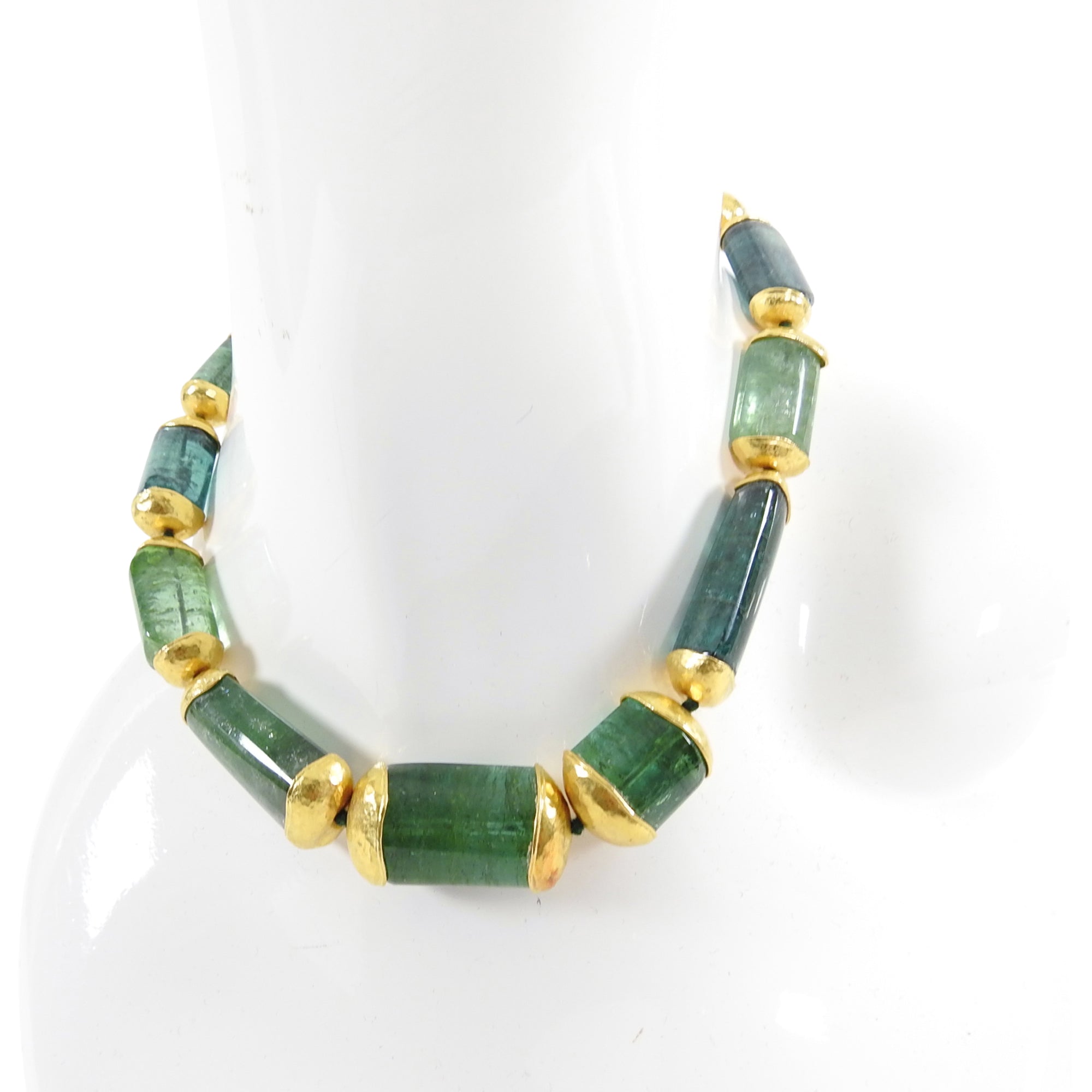 22k Gold Green Tourmaline Bead Necklace for Women - Elegant Handmade Jewelry Gift for Birthday, Anniversary & Special Occasions