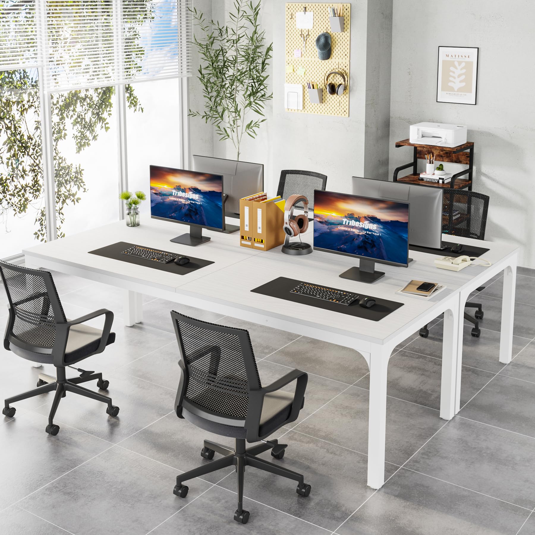 Tribesigns 78.74-Inch Large Conference Table Set - 13FT Rectangle Meeting Table for Office, Seminar & Business (2-Pack, White) - Perfect for Boardrooms, Training Rooms & Corporate Meetings (Chairs Not Included)