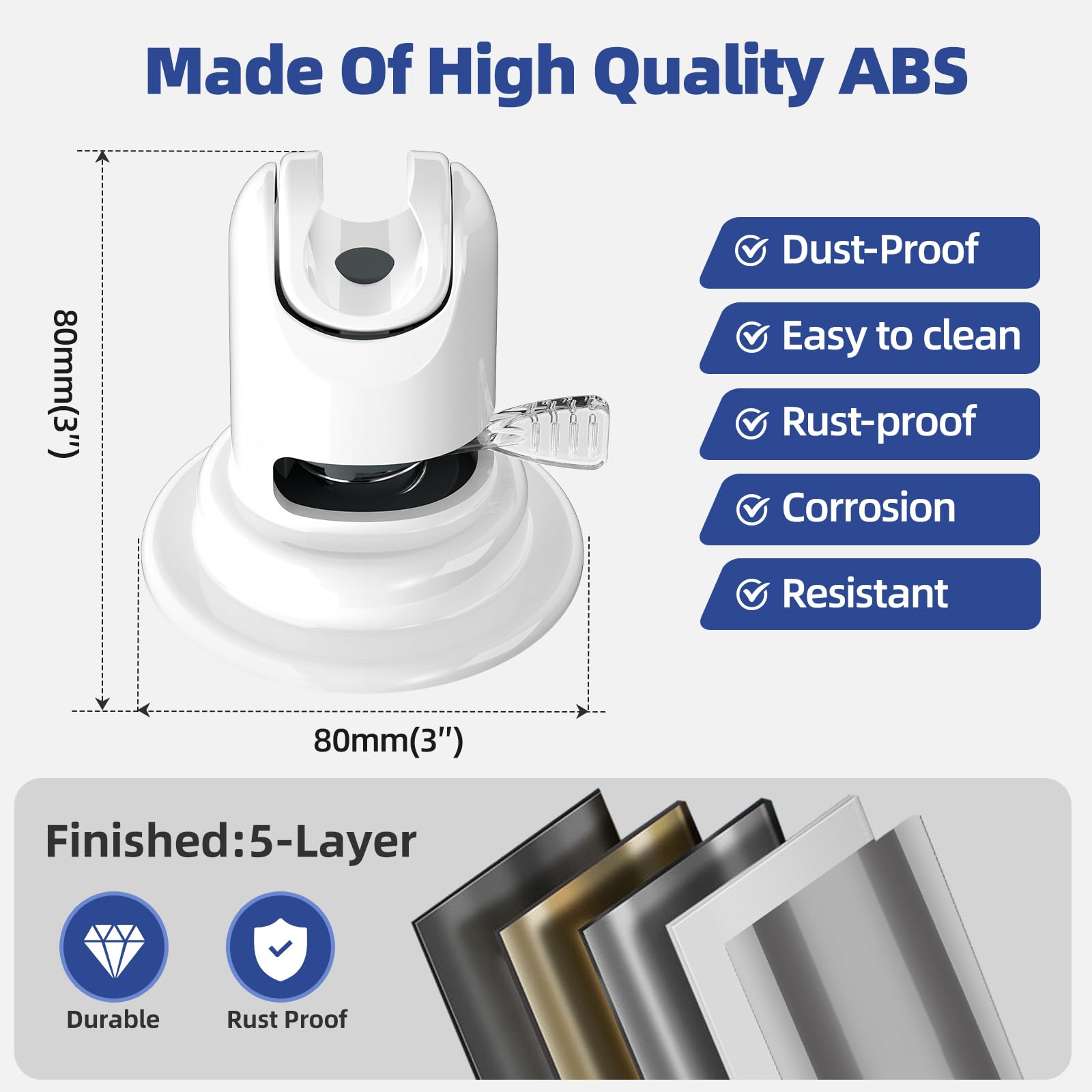 Adjustable Suction Cup Shower Head Holder - Wall Mounted Tile/Glass Shower Bracket for Handheld Showerheads (White) | Perfect for Bathroom Renovation & Spa-Like Shower Experience
