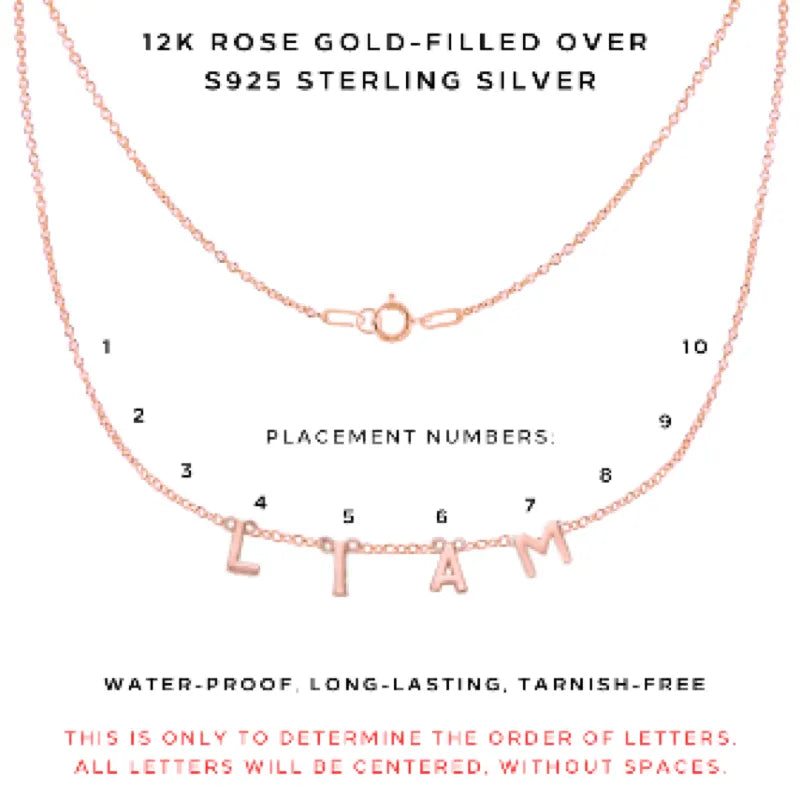 Custom Letter Necklace Personalized with Your Word or Phrase - Unique Name Jewelry Gift for Women - Perfect for Birthdays, Anniversaries & Special Occasions