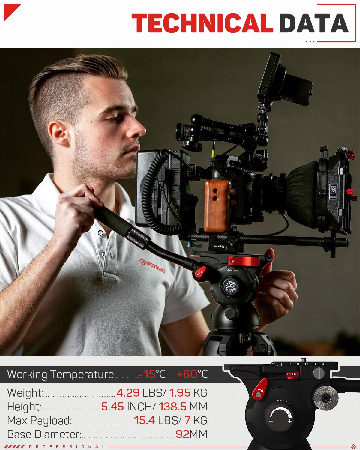 iFootage Professional Fluid Drag Pan Head Tripod for DSLR Cameras - Compatible with Canon, Nikon, Sony - Smooth 360° Panning with 1/4
