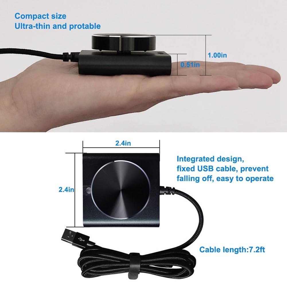 Rheross USB Volume Control Knob - Lossless PC Computer Speaker Adjuster with One Key Mute | Digital Audio Controller for Gaming, Streaming & Home Office | Premium Aluminum Alloy Construction