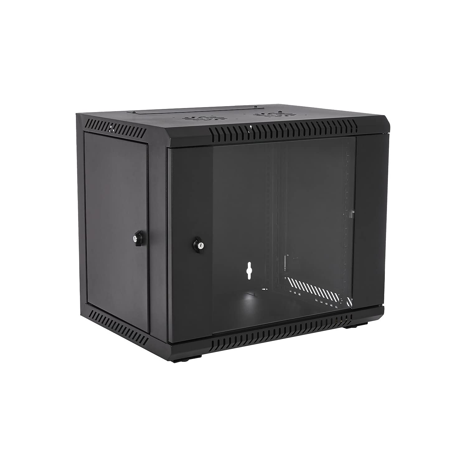 V7 RMWC9UG450-1N 9U Wall Mount Server Rack Cabinet with Glass Door - Ideal for Network Equipment, Data Centers & Home Office Server Storage