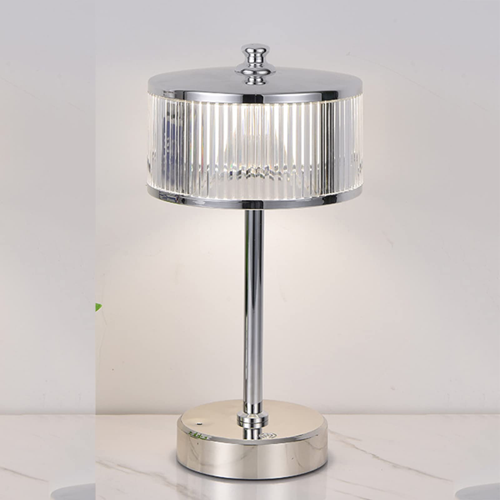 LED Crystal Table Lamp - Colorful RGB Desk Light with USB Charging, Creative Dimmable Atmosphere Night Light for Bedroom, Cafe, Restaurant, Bar & Home Decor (Silver) | Perfect for Mood Lighting, Reading & Gift Giving