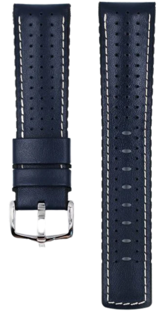 Hirsch Tiger Blue 22mm Genuine Leather Watch Strap - Premium Replacement Band for Smartwatches & Classic Watches | Perfect for Business, Casual & Outdoor Activities