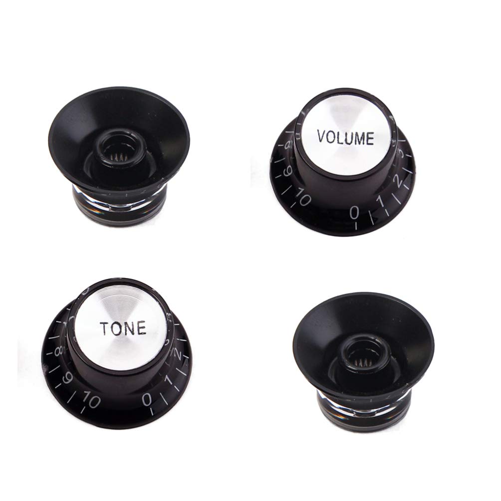 2-Pack Black Electric Guitar Bass Control Knobs - Replacement Potentiometer Knobs for Electric Guitar & Bass - Perfect for Tone & Volume Adjustment in Studio & Live Performances