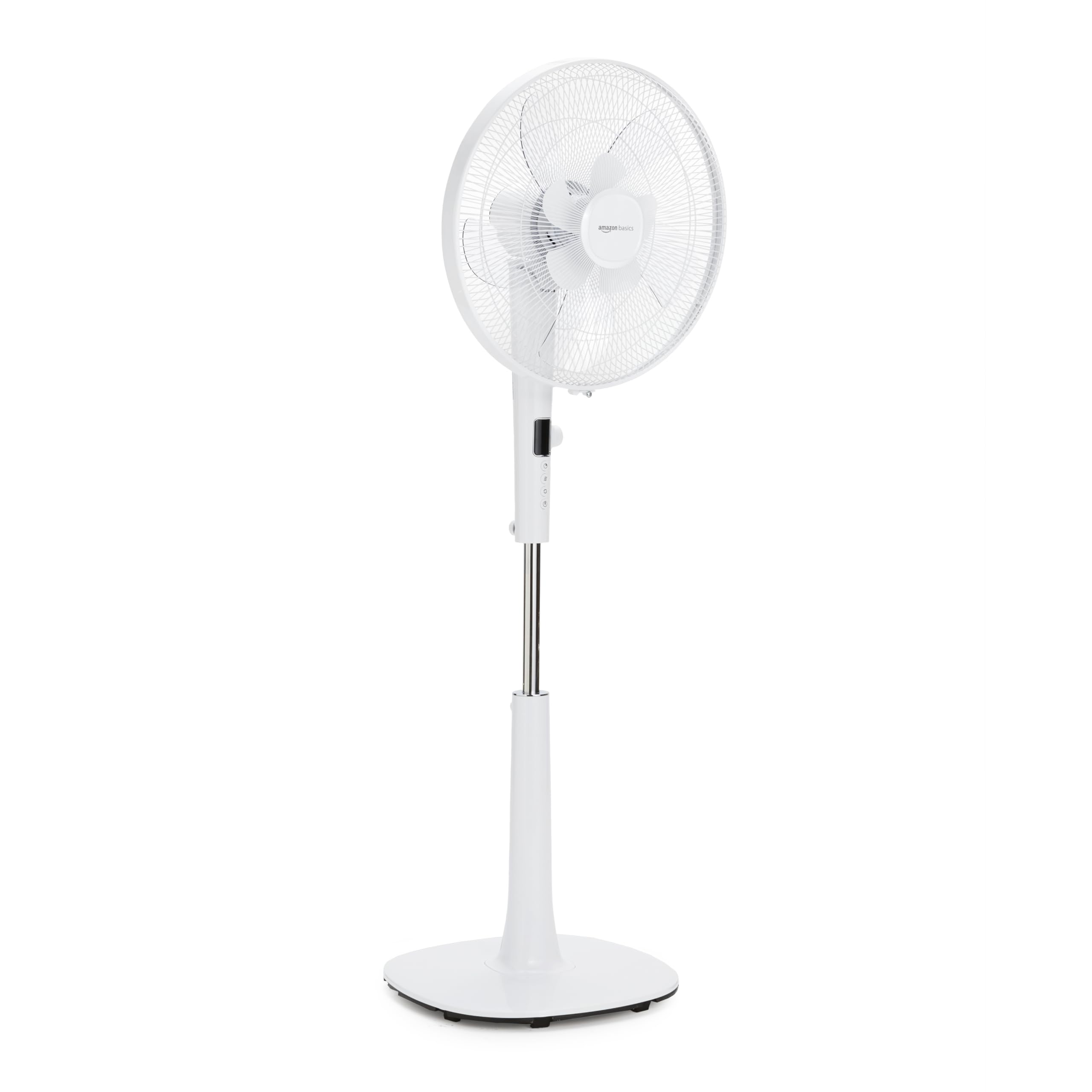 Amazon Basics 16-Inch Pedestal Floor Fan with Remote - 12 Speed Settings, Energy Efficient, Oscillating, White - Perfect for Home, Office, Bedroom & Outdoor Cooling