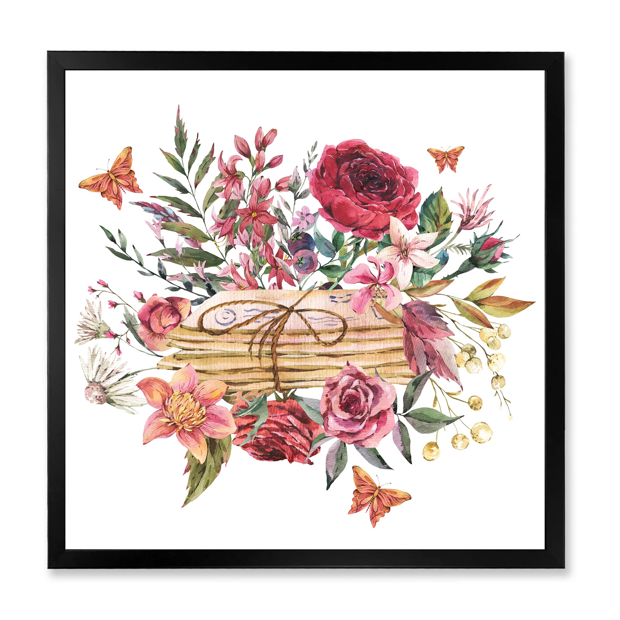 Vintage Wildflower Farmhouse Framed Wall Art - Rustic Floral Letter Decor for Living Room, Bedroom & Office - Perfect for Home, Wedding & Gift Giving